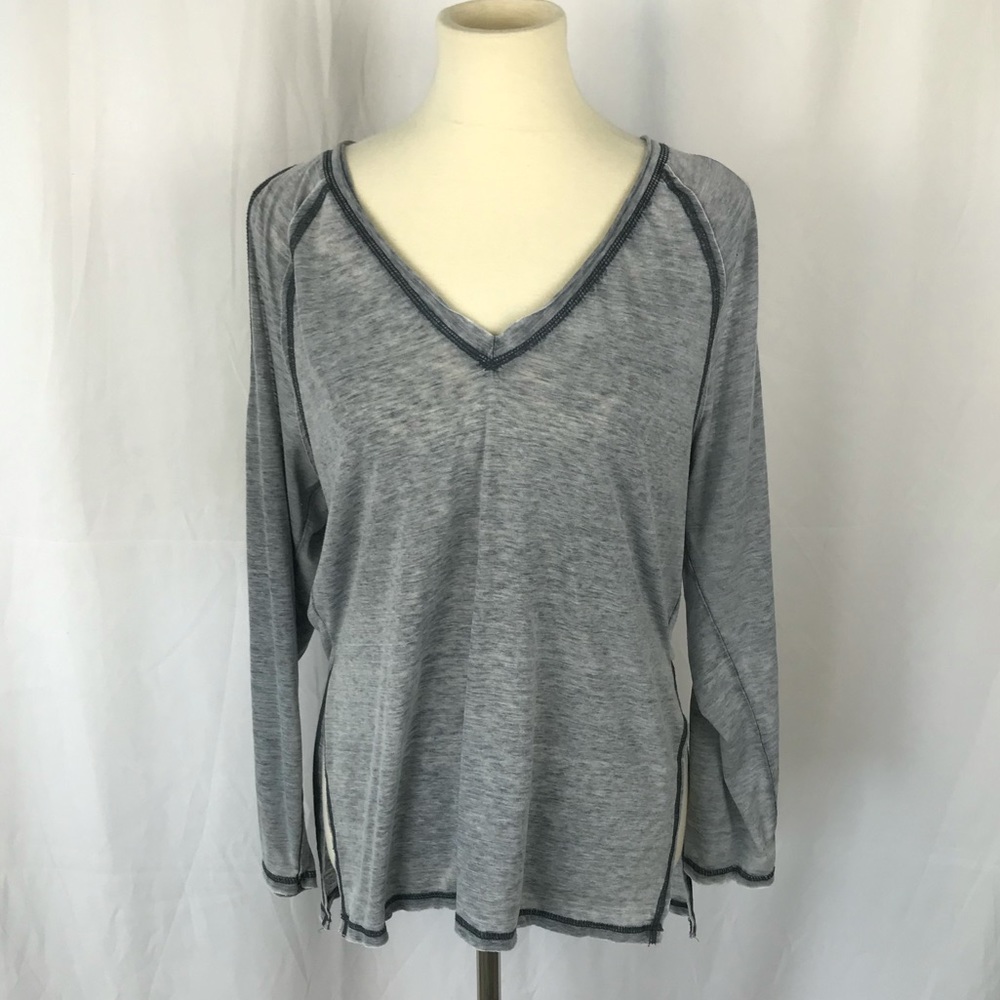 Blue Cold Shoulder Long Sleeve T-shirt - Large